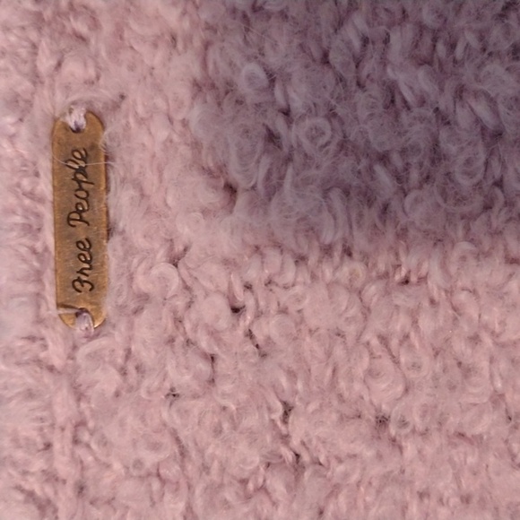 Free People Lofty V Neck Lilac Boucle Alpaca Knit Oversized Sweater Size S - Picture 7 of 8